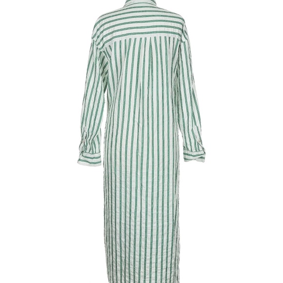COPY - Striped Long Sleeved Green and White Tie Maxi Dress - Picture 2 of 10